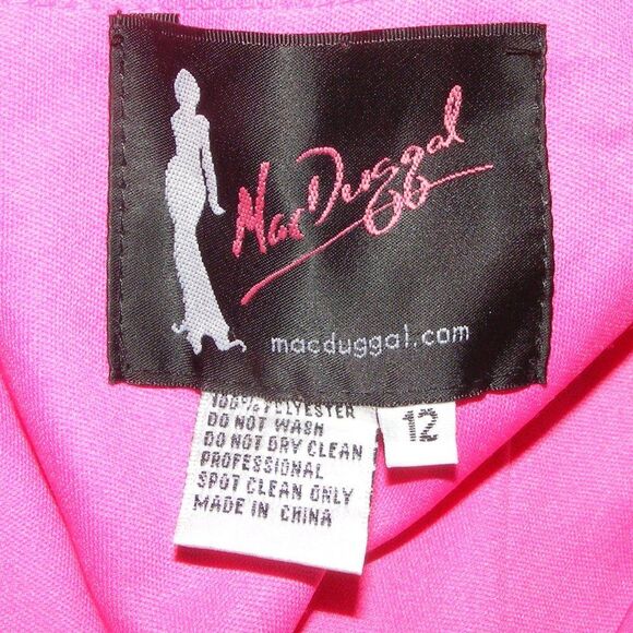 MAC DUGGAL Dress, 12, Bold Pink, Statement Shoulder/Ruffle, Asymmetrical - Picture 8 of 10